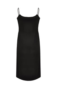 Slip dress midi spaghetti straps - black - #2