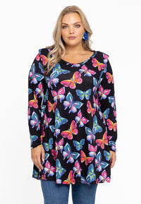 Tunic wide bottom BUTTERFLIES - black - #2