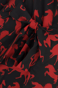 Kimono square sleeve HORSES - black - #5