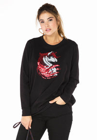 Sweater paillet horsehead - black - #2