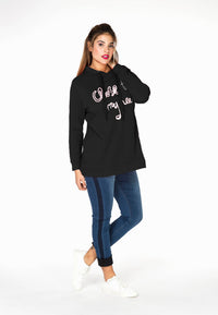 Sweater hooded Close to - black - #1