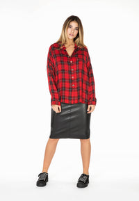 Blouse stone buttons check - red - #1