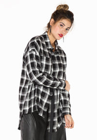 Blouse asymmetric check - black - #2