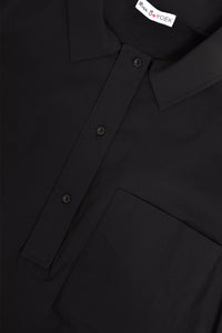 Blouse long placket short - black - #4