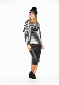 Shirt wide crown STRIPED - black - #1