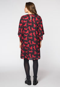 Dress wide sleeves HORSES - black - #3
