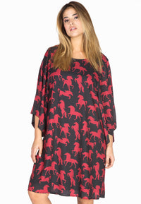 Dress wide sleeves HORSES - black - #2