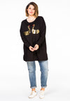 Sweater beaded swans - black