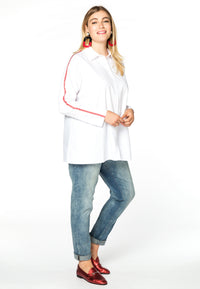 Blouse A-line taped sleeves - white - #1