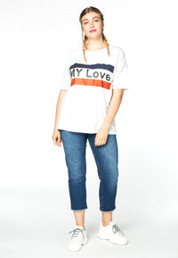 Shirt wide MY LOVE - white - #1