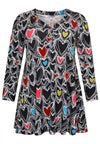 Tunic wide bottom HEARTS - black - #4