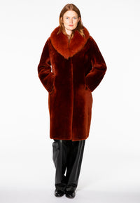 Coat lammy fur collar - orange - #1