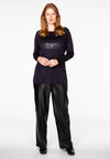 Trousers wide leather - black