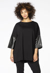 Blouse fake leather sleeves - black - #2