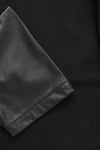 Blouse fake leather sleeves - black - #5