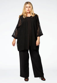 Jacket viscose stripe - black - #1