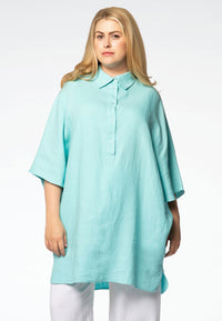 Blouse polo LINEN - blue - #2