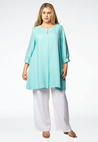 Blouse pleated LINEN - blue - #1