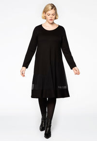 Dress a-symmetric frill - black - #1