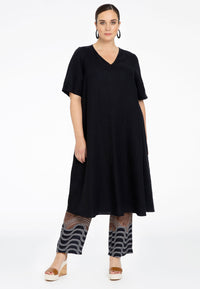Dress A-line LINEN - black - #1