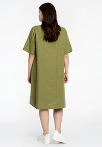 Tunic front pleat LINEN - green - #3