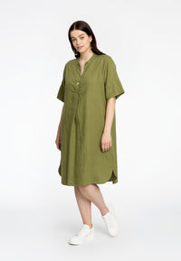 Tunic front pleat LINEN - green - #1