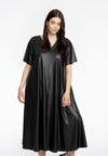 Dress A-line VEGAN LEATHER - black - #2