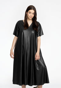 Dress A-line VEGAN LEATHER - black - #2
