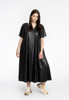 Dress A-line VEGAN LEATHER - black - #1