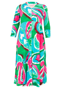 Buttoned dress V-neck BATIK - green - #4