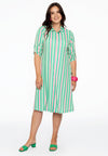 Blouse-dress pull-up sleeve STRIPY - green