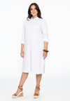 Dress blouse long buttoned POPLIN STRETCH - white