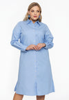 Dress blouse long buttoned POPLIN STRETCH - light blue - #2