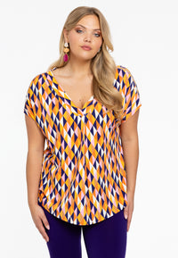 Tunic V-neck HARLEQUIN - orange - #1