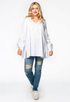 Blouse A-line roll sleeves - white - #1