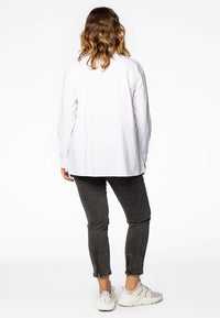 Blouse A-line polo neck - white - #3