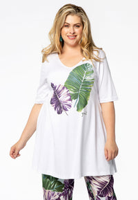 Tunic leave wide bottom COTTON - white - #2