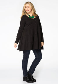 Tunic frilled ORGANIC COTTON - black - #1