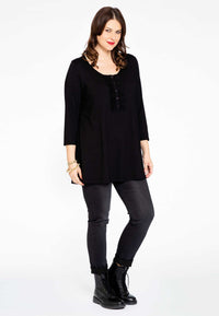 Tunic flare ruffle ORGANIC COTTON - black - #1