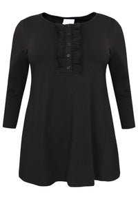 Tunic flare ruffle ORGANIC COTTON - black - #4