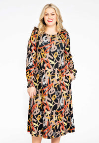 Dress smocked cuff GRAPHIC - black - #2