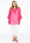 Tunic frilled v-neck VOILE - pink