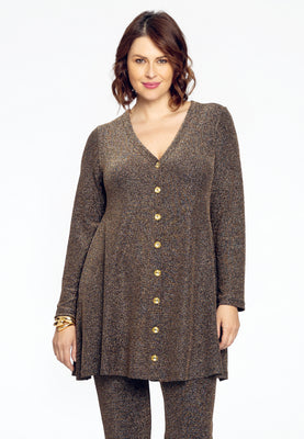 Cardigan wide bottom LUREX - gold - #1