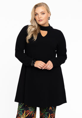 Tunic wide bottom collar DIAGONAL - black  - #1