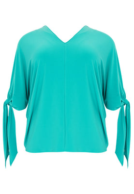 Blouse V-neck bows DOLCE - turquoise - #4