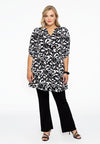 Tunic grandad collar LEAVES - black