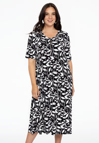 Dress front zipper LEAVES - black - #1