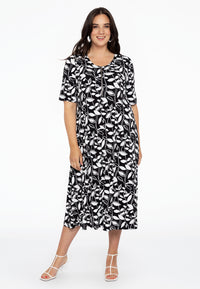 Dress front zipper LEAVES - black - #2