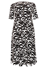 Dress front zipper LEAVES - black - #4