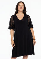 Dress V-neck LACE - black  - #1